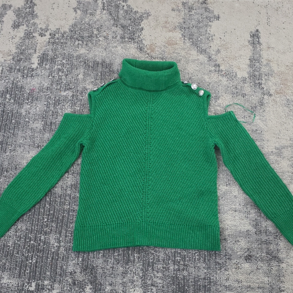 INC International Concepts Emerald Turtleneck Sweater with Button Accents